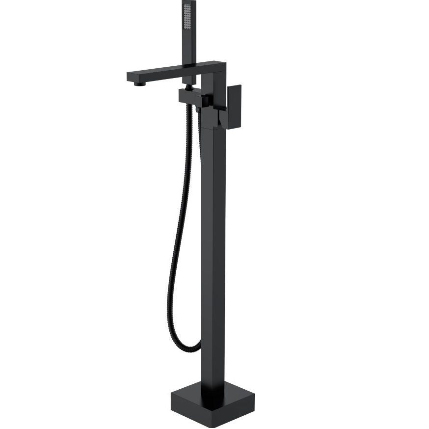 Смеситель для ванны напольный Boheme Qubic 479-B (черный матовый)