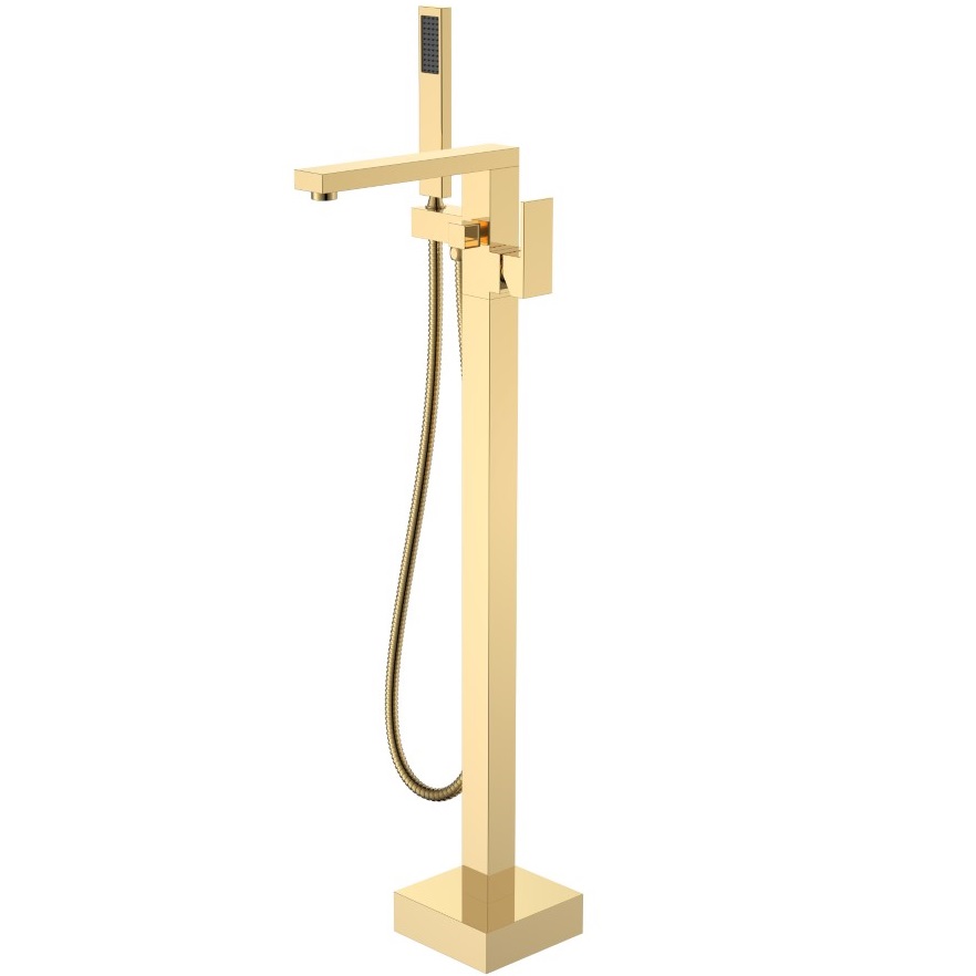 Смеситель для ванны напольный Boheme Qubic 479-G (золотой)