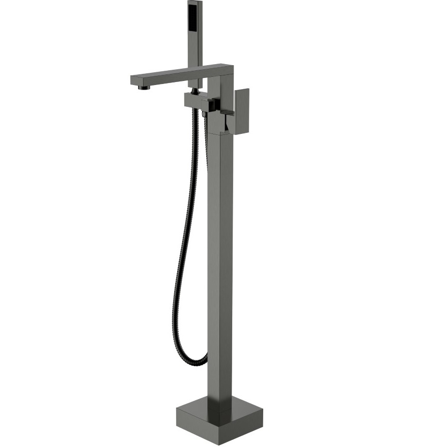 Смеситель для ванны напольный Boheme Qubic 479-GM (оружейный металл)