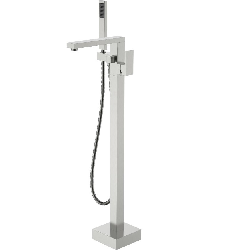 Смеситель для ванны напольный Boheme Qubic 479-NB (никель брашированный)