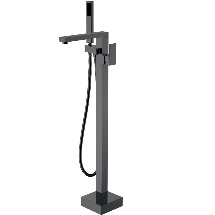 Смеситель для ванны напольный Boheme Qubic 479-SGM (оружейный металл глянцевый) 