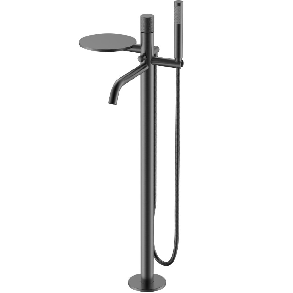 Смеситель для ванны напольный Boheme Stick Spirale 129-GM.4 (оружейный металл), с полкой