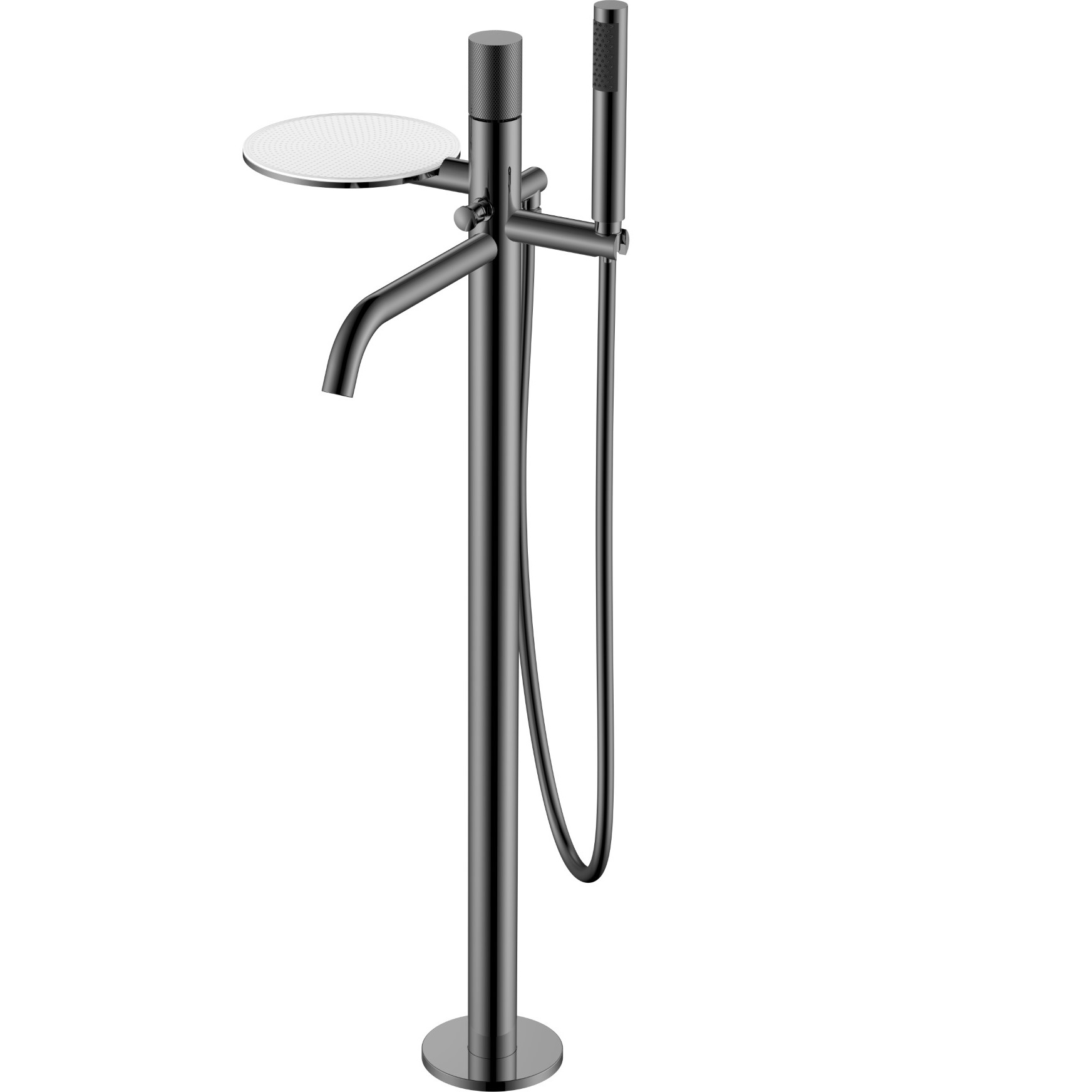 Смеситель для ванны напольный Boheme Stick Touch 129-SGM.2 (оружейный металл глянцевый), с полкой
