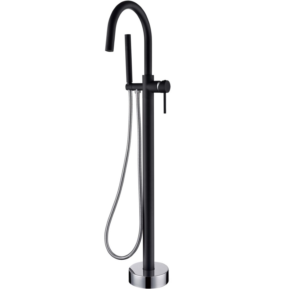 Смеситель для ванны напольный Boheme Uno 469-BCR (хром, черный матовый)