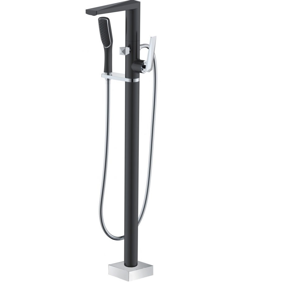 Смеситель для ванны напольный Boheme Venturo 379-B (хром, черный матовый)