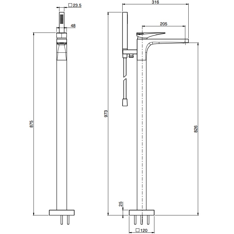 Смеситель для ванны напольный Fima Carlo Frattini F39644NNS (черный матовый)
