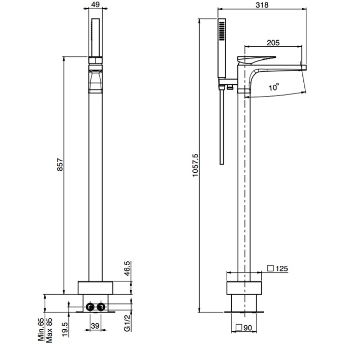 Смеситель для ванны напольный Fima Carlo Frattini F39644NOR (золотой)