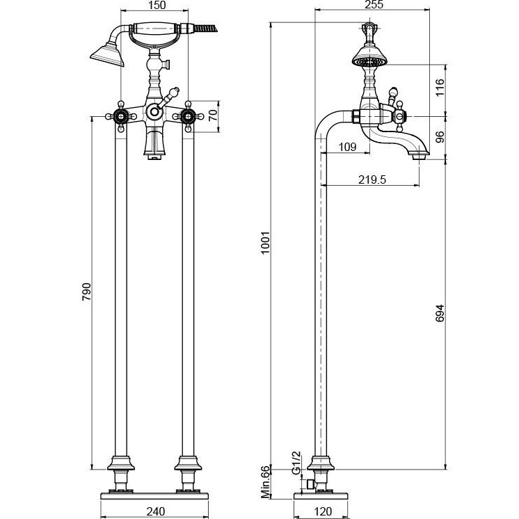 Смеситель для ванны напольный Fima Carlo Frattini Elizabeth F5084/4CR (хром)