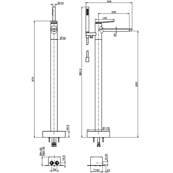 Смеситель для ванны напольный Fima Carlo Frattini Flo F3804/6NCR (хром)