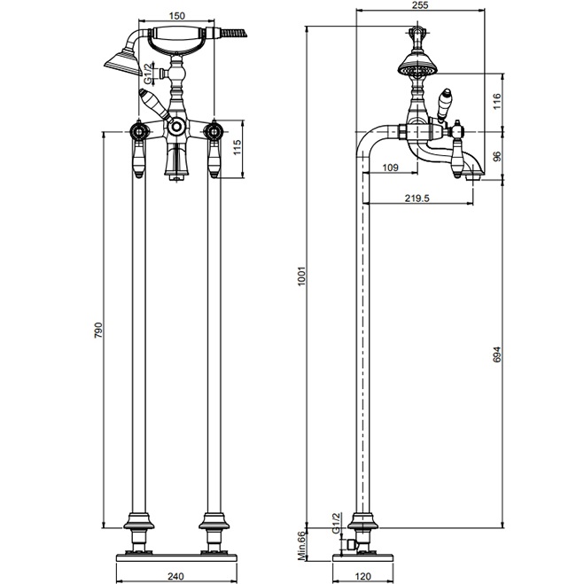 Смеситель для ванны напольный Fima Carlo Frattini Herend F5404/4CBCR (хром)