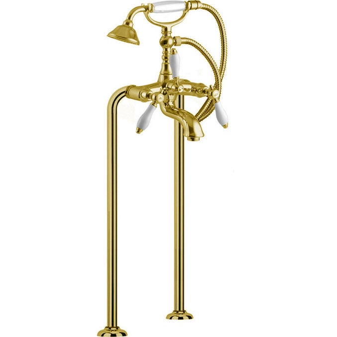 Смеситель для ванны напольный Fima Carlo Frattini Herend F5404/4CBOR (золотой)