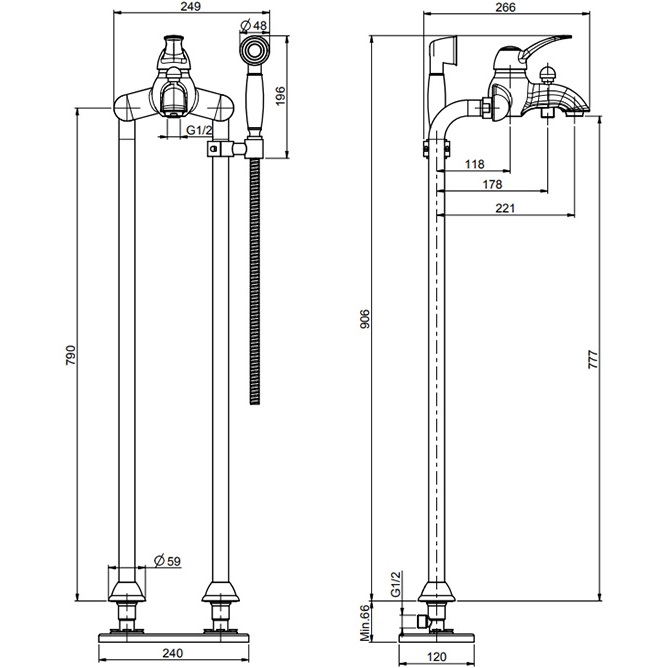 Смеситель для ванны напольный Fima Carlo Frattini Lamp F3304/4CR (хром)
