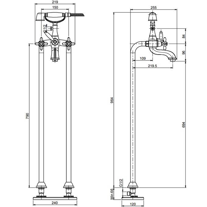 Смеситель для ванны напольный Fima Carlo Frattini Olivia F5004/4CR (хром)