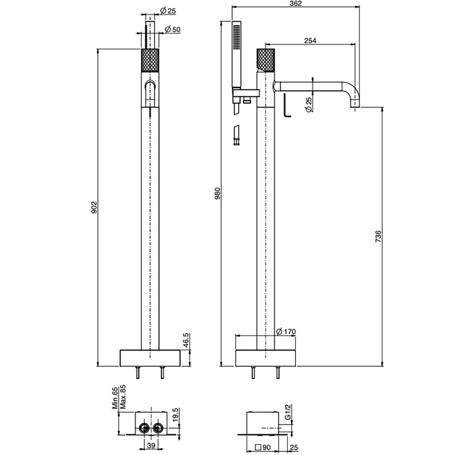 Смеситель для ванны напольный Fima Carlo Frattini Spillo Tech F3034T/6NXCR (хром)
