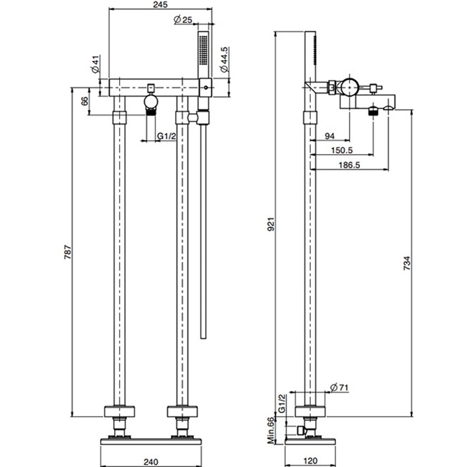 Смеситель для ванны напольный Fima Carlo Frattini Spillo Up F3034/4CR (хром)