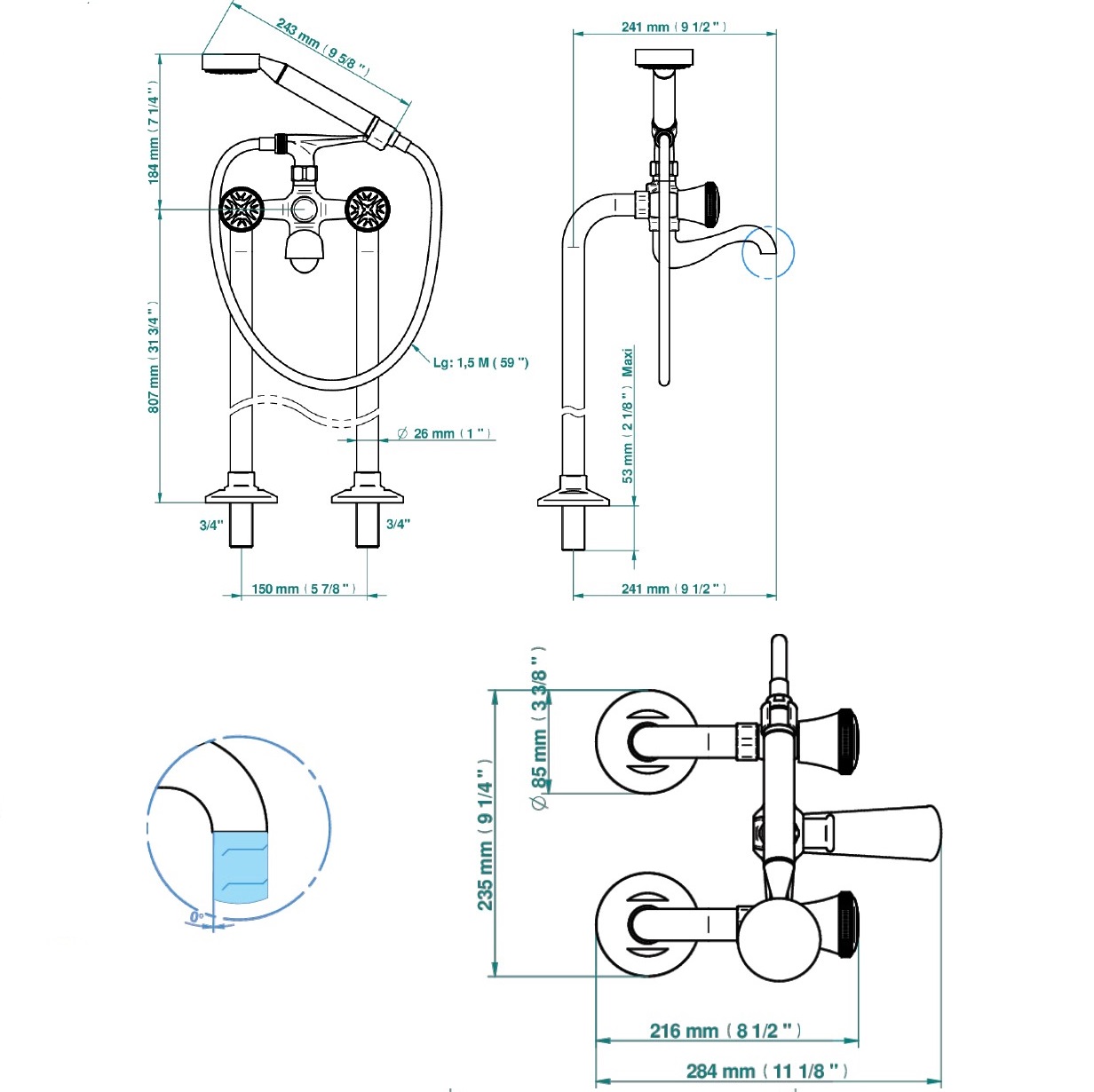 Смеситель для ванны напольный THG Corvair Fior di Bosco U8K-A02-13CS (хром), с изливом
