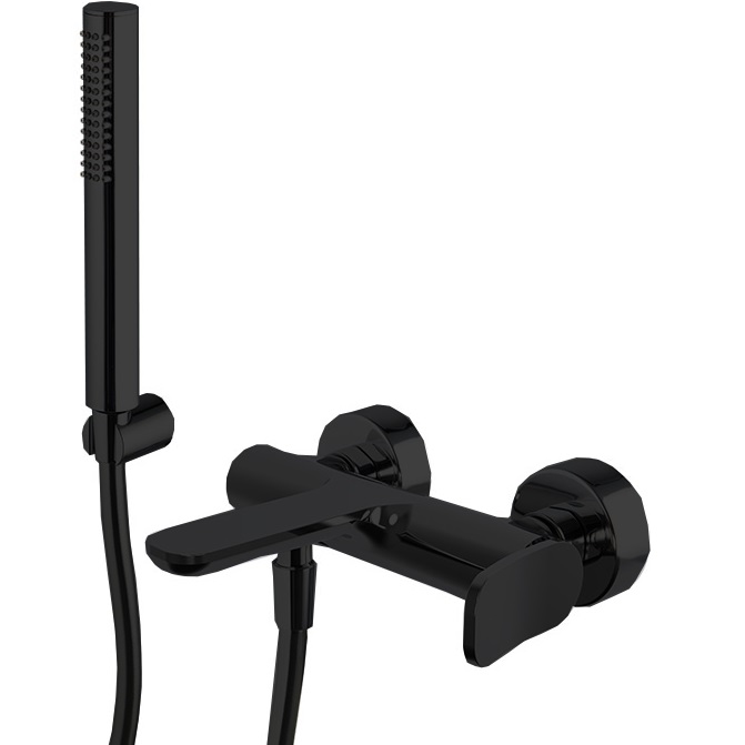 Смеситель для ванны настенный Fima Carlo Frattini Flo F3804NS (черный матовый), с изливом