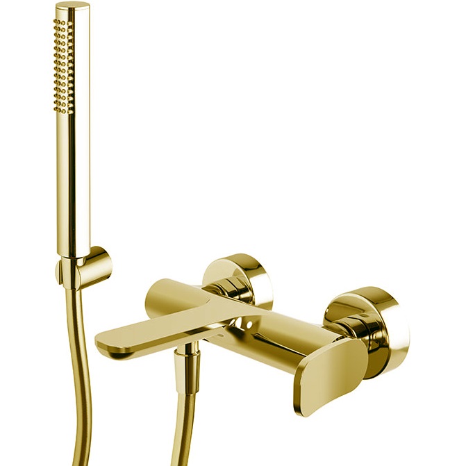 Смеситель для ванны настенный Fima Carlo Frattini Flo F3804OR (золотой), с изливом