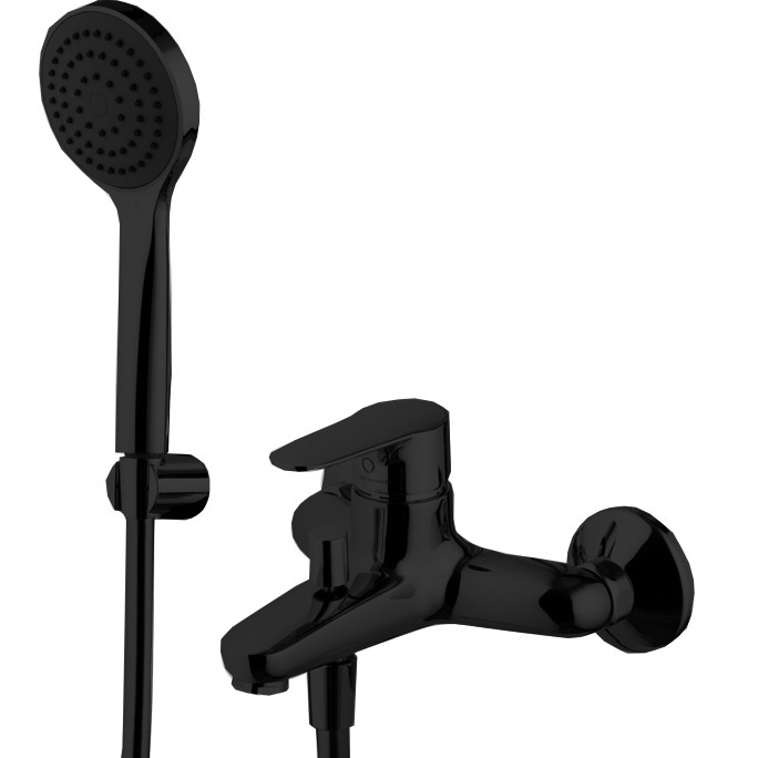 Смеситель для ванны настенный Fima Carlo Frattini Serie F3834NS (черный матовый), с изливом