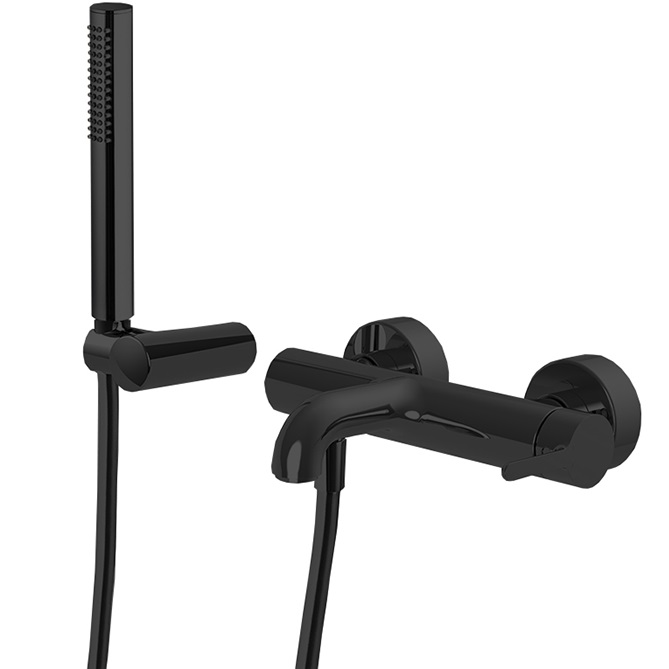 Смеситель для ванны настенный Fima Carlo Frattini Snap F3114NS (черный матовый), с изливом