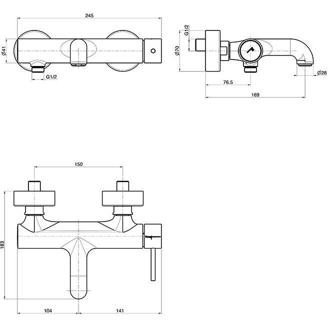 Смеситель для ванны настенный Fima Carlo Frattini Spillo Up F3034/1NOR (золотой)