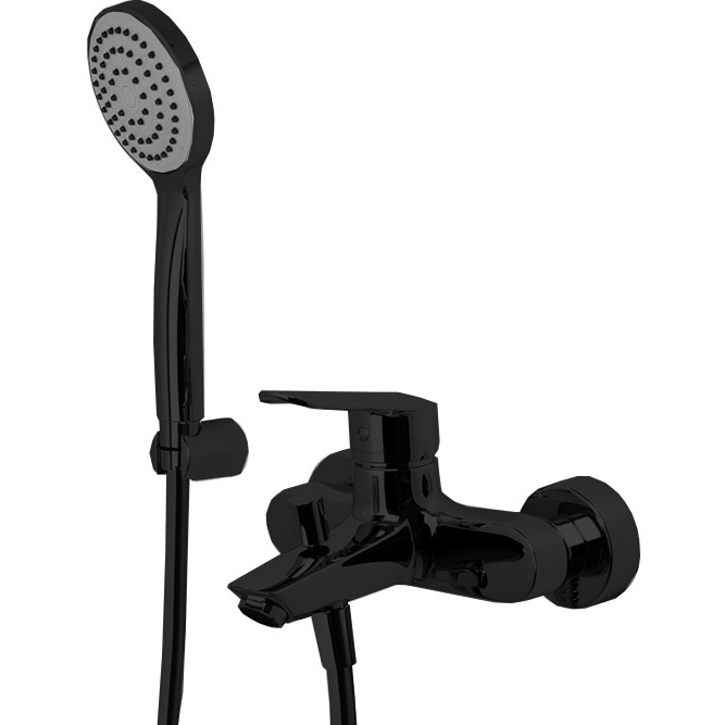 Смеситель для ванны настенный Fima Carlo Frattini Spot F3004NS (черный матовый), с ручным душем