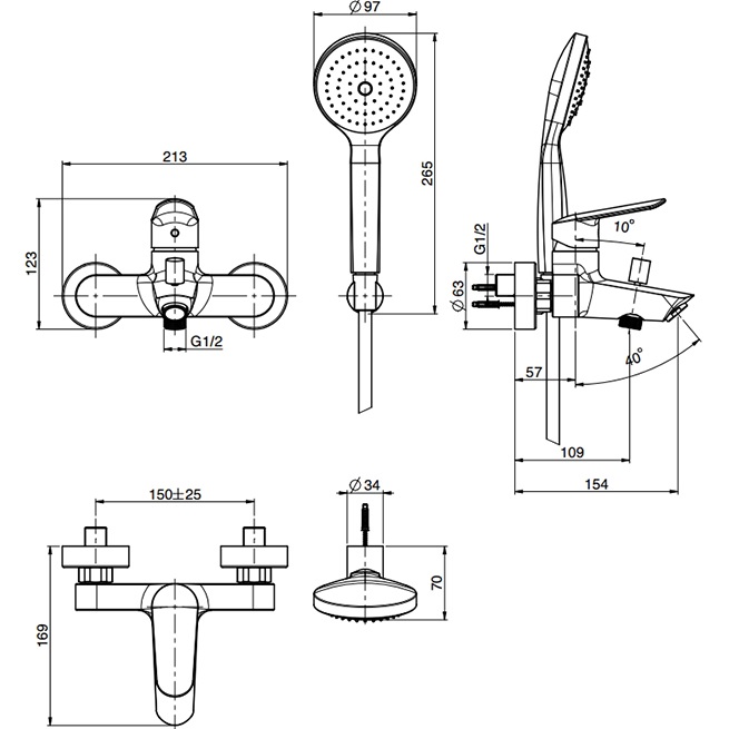 Смеситель для ванны настенный Fima Carlo Frattini Spot F3004CR (хром), с изливом