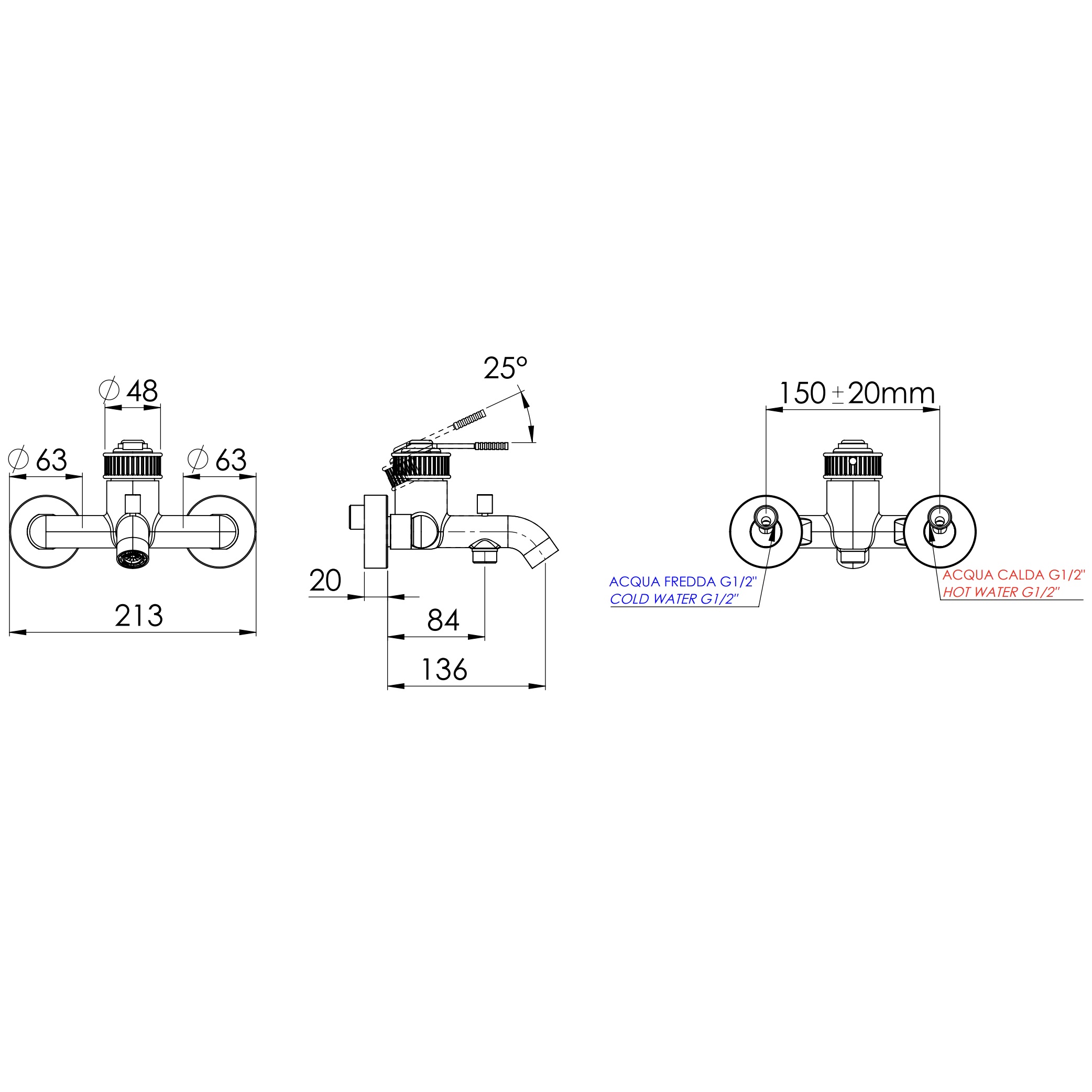 Смеситель для ванны настенный Remer Atelier AL05RP (медь брашированная)