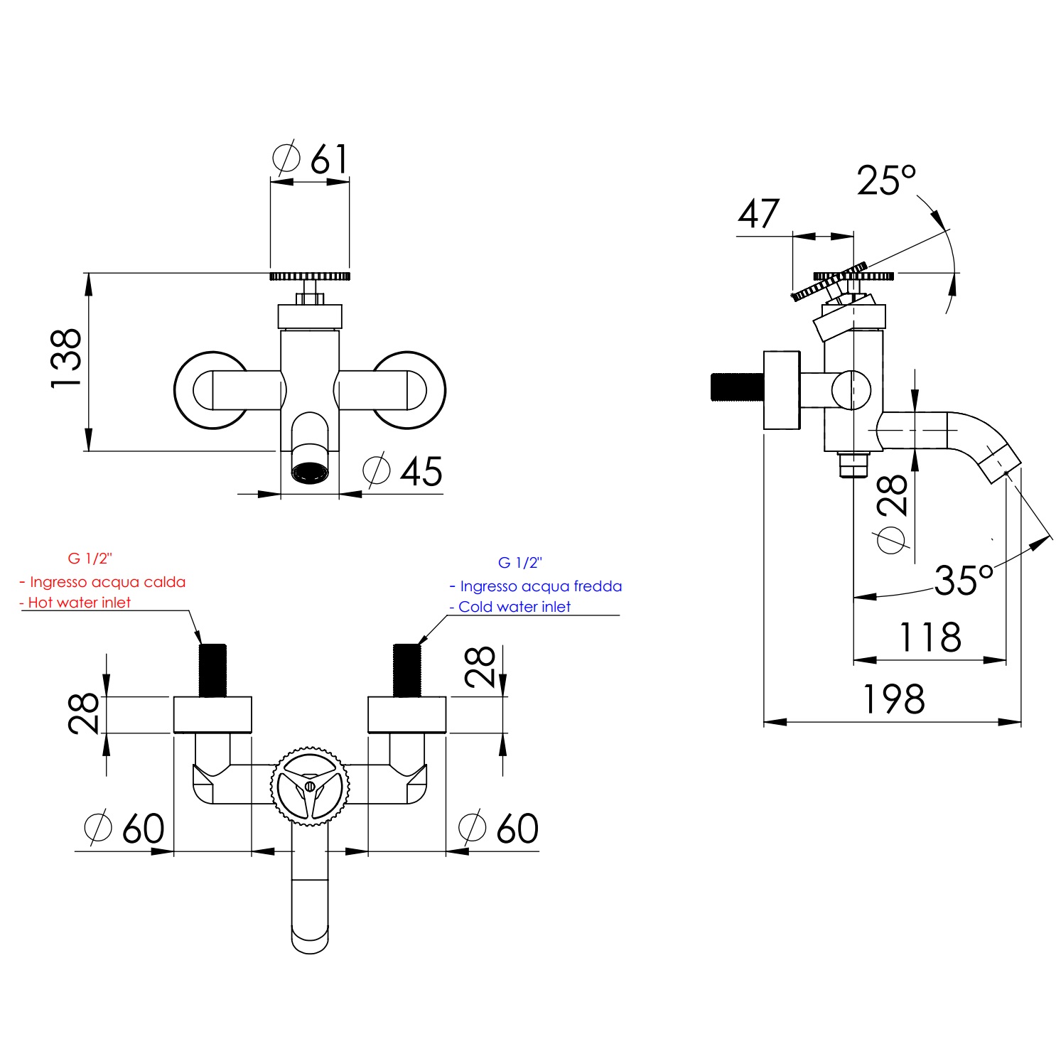 Смеситель для ванны настенный Remer Chrono CH05BG (золото брашированное), с изливом