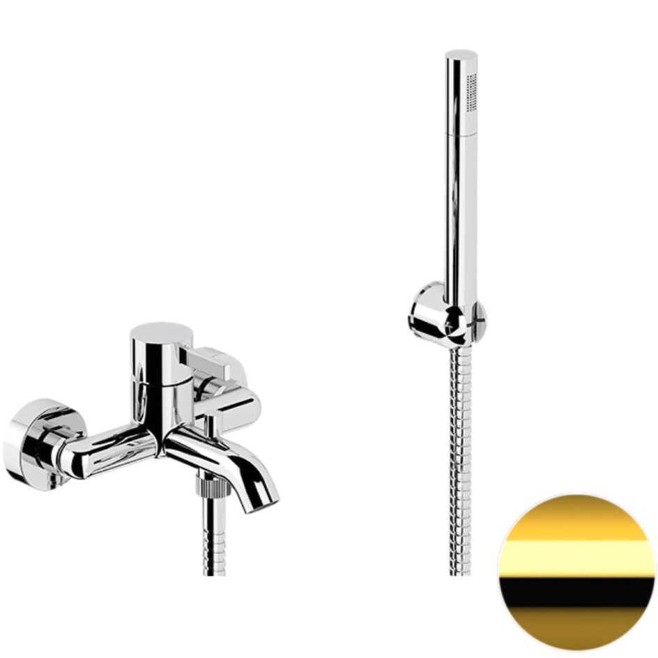 Смеситель для ванны настенный Remer Metrica MC02DO (золотой), с изливом