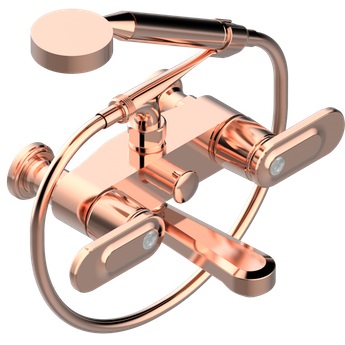 Смеситель для ванны настенный THG Corvair a manettes Fior di Bosco U8L-H62-13B (розовое золото), с ручным душем и шлангом