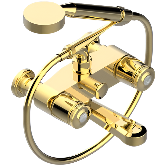 Смеситель для ванны настенный THG Corvair Fior di Bosco U8K-F01-13B (золотой), с ручным душем и шлангом