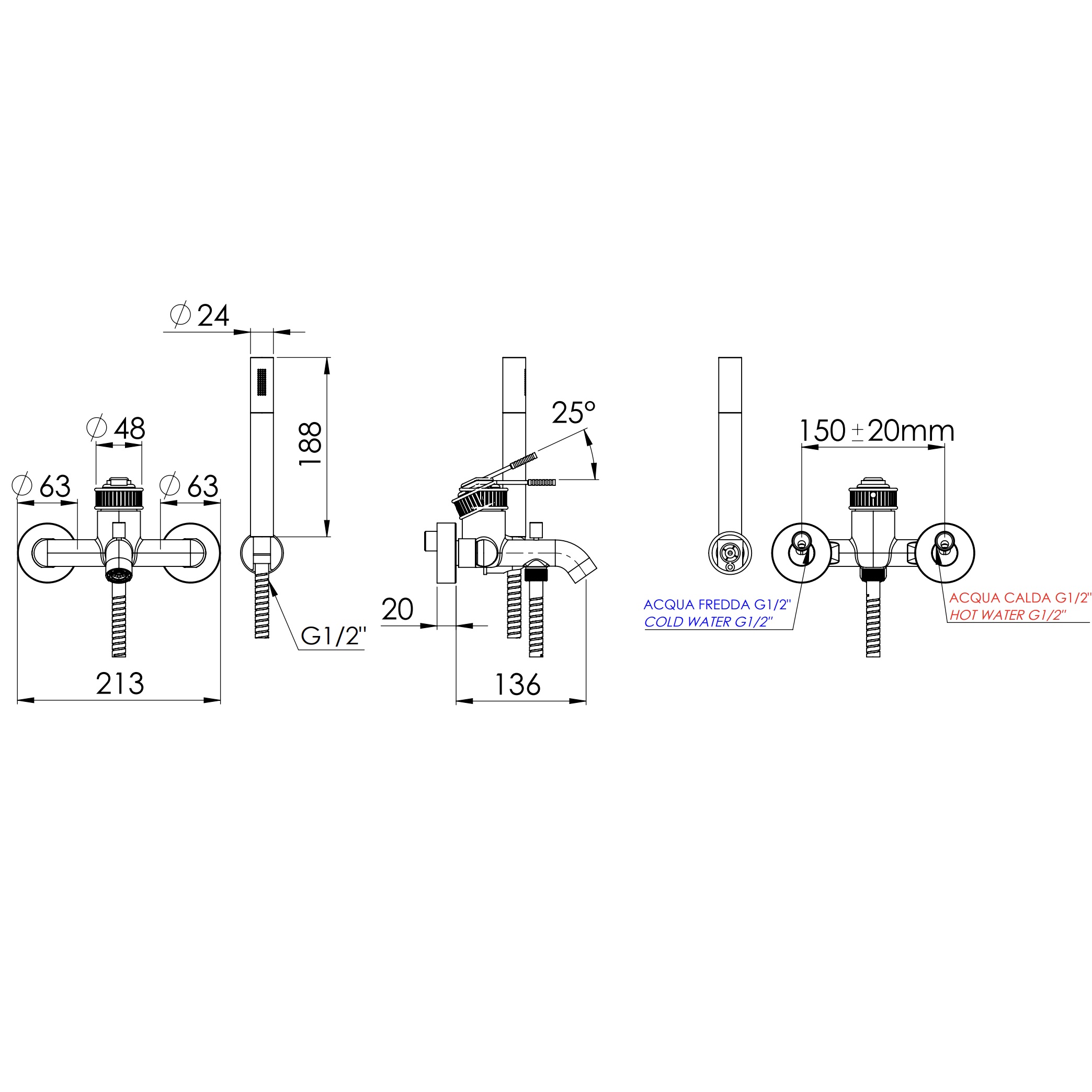 Смеситель для ванны Remer Atelier AL02XV (сталь), с изливом