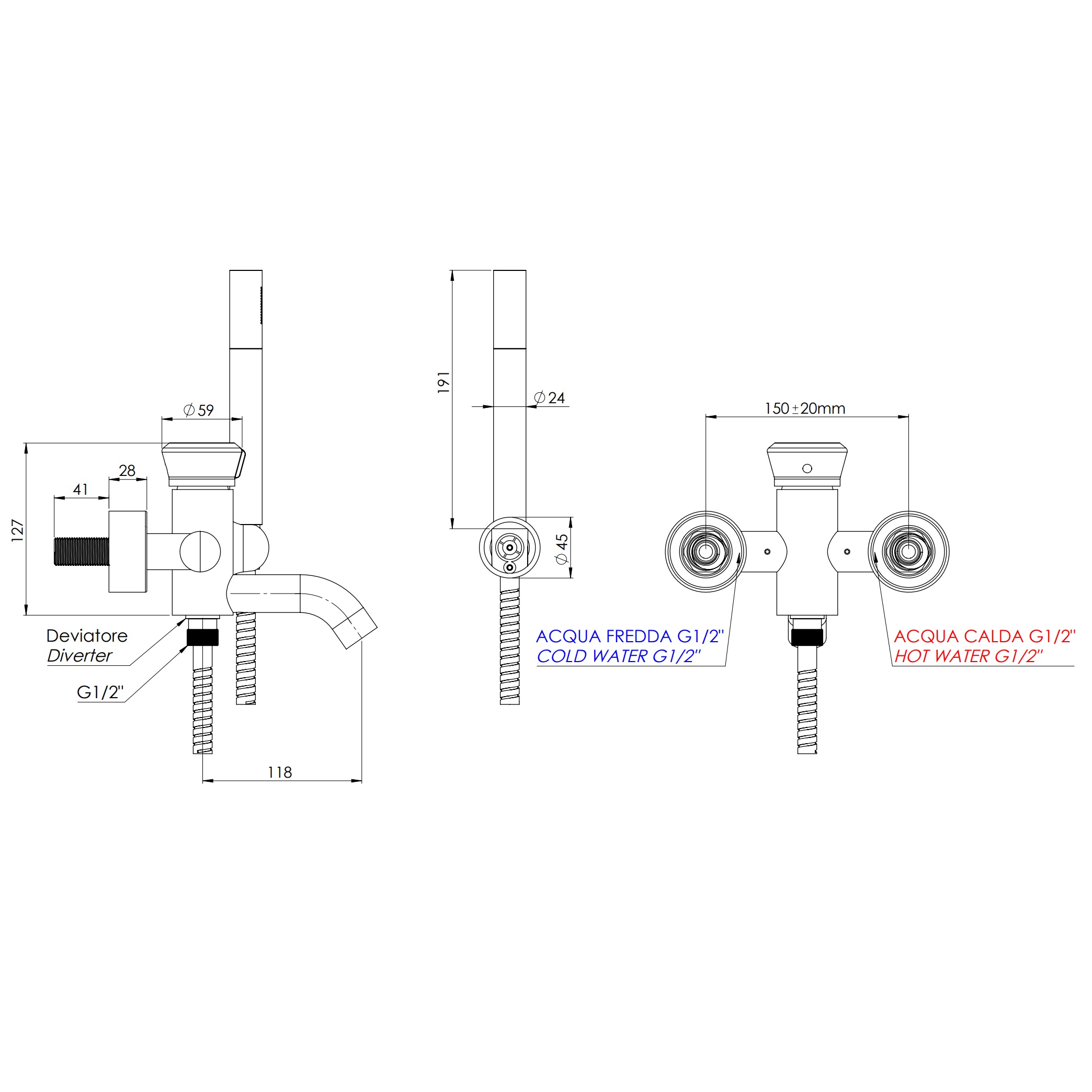Смеситель для ванны Remer Element ET02RP (медь брашированная)