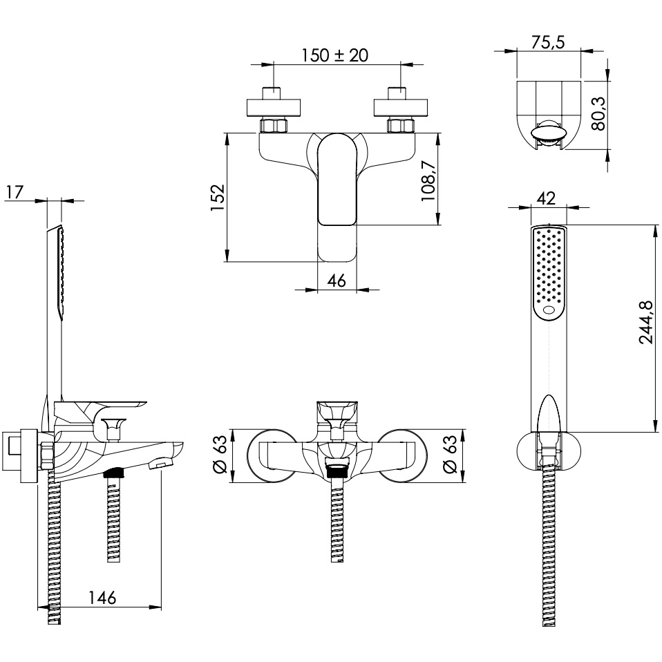Смеситель для ванны Remer Infinity I02DO (золотой), с изливом