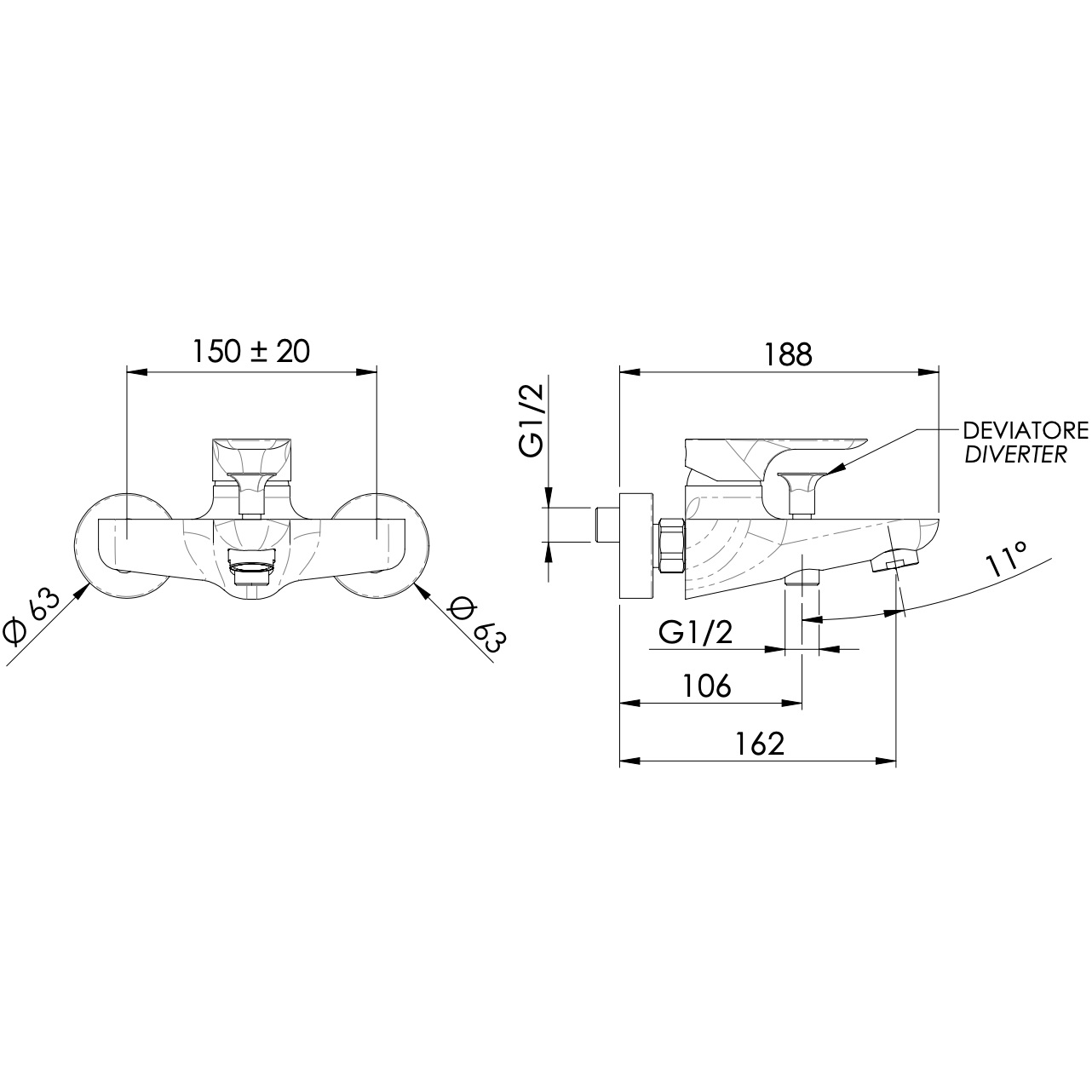 Смеситель для ванны Remer Infinity I05BO (белый матовый)