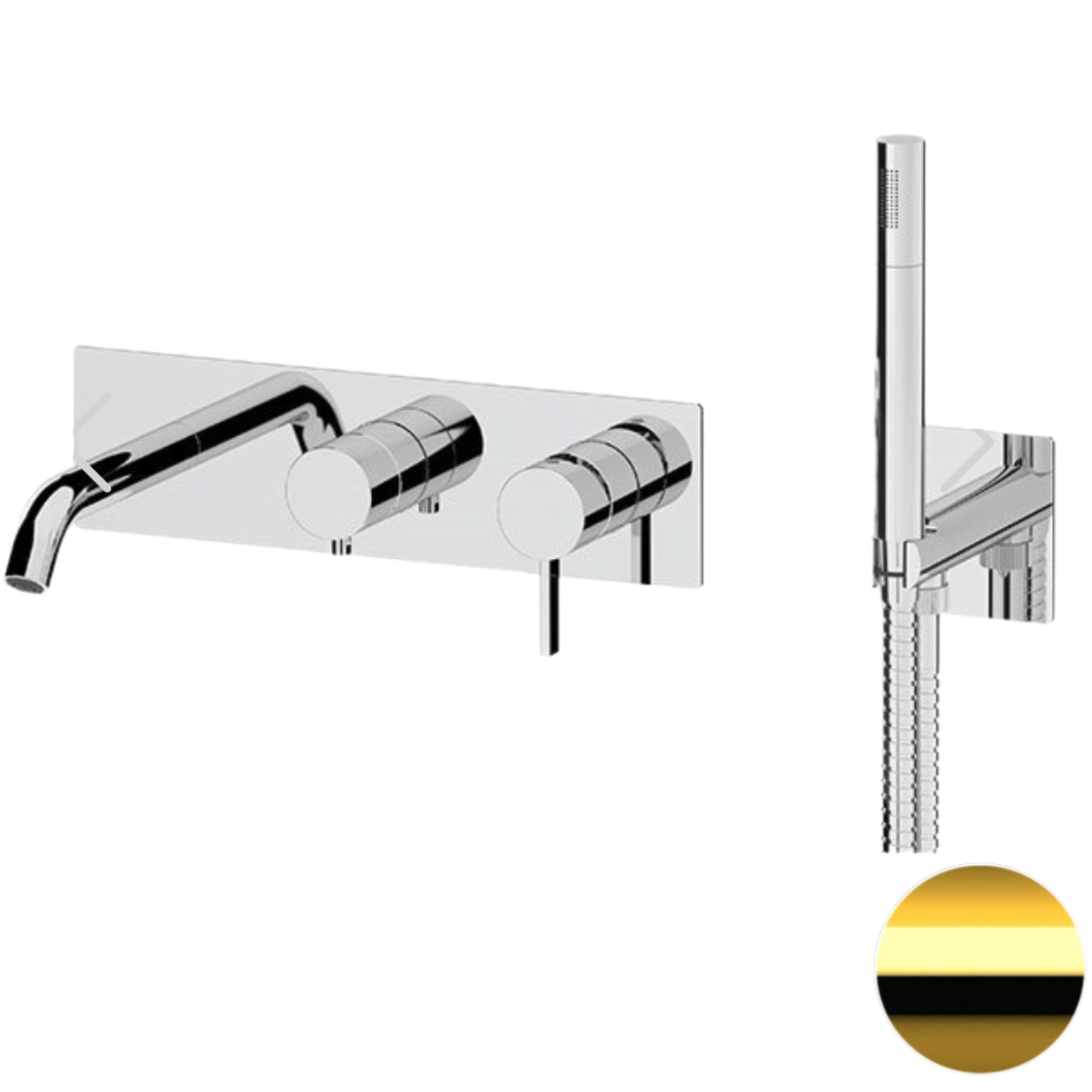 Смеситель для ванны скрытого монтажа Remer Metrica MC53D2DO (золотой), с изливом