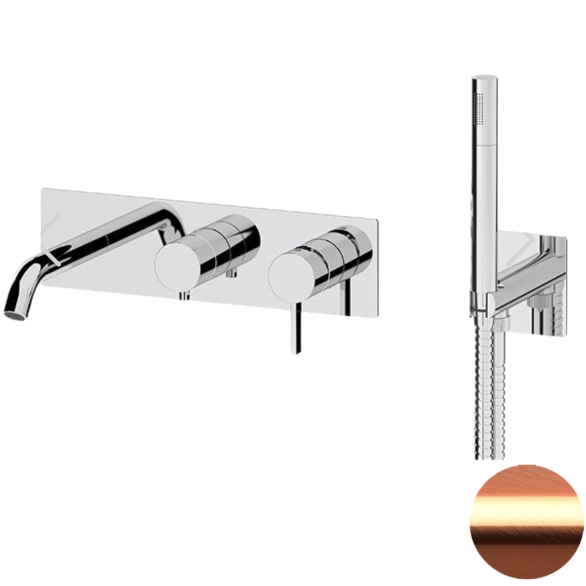 Смеситель для ванны скрытого монтажа Remer Metrica MC53D2RP (медь брашированная), с изливом