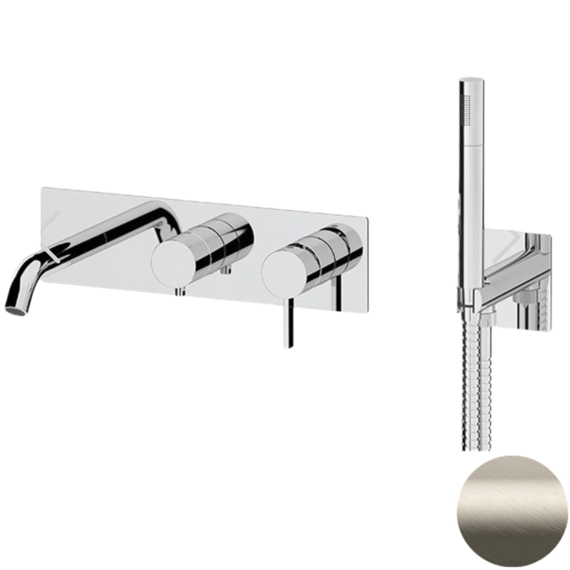 Смеситель для ванны скрытого монтажа Remer Metrica MC53D2XV (сталь), с изливом