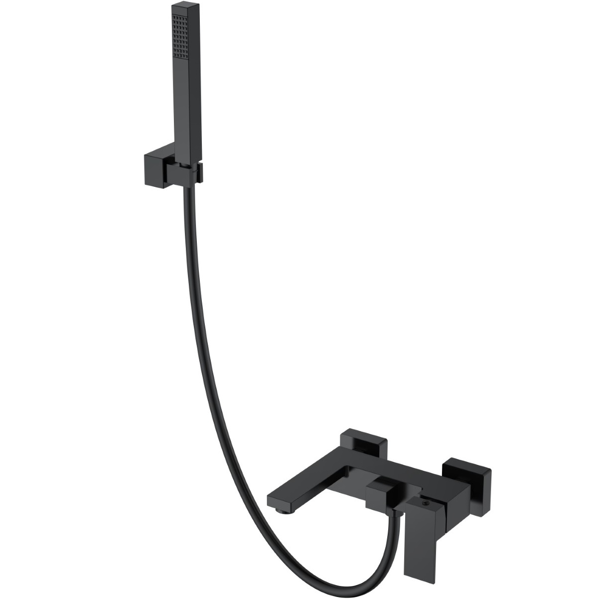 Смеситель для ванны с ручным душем Boheme Qubic 473-B (черный матовый), с изливом