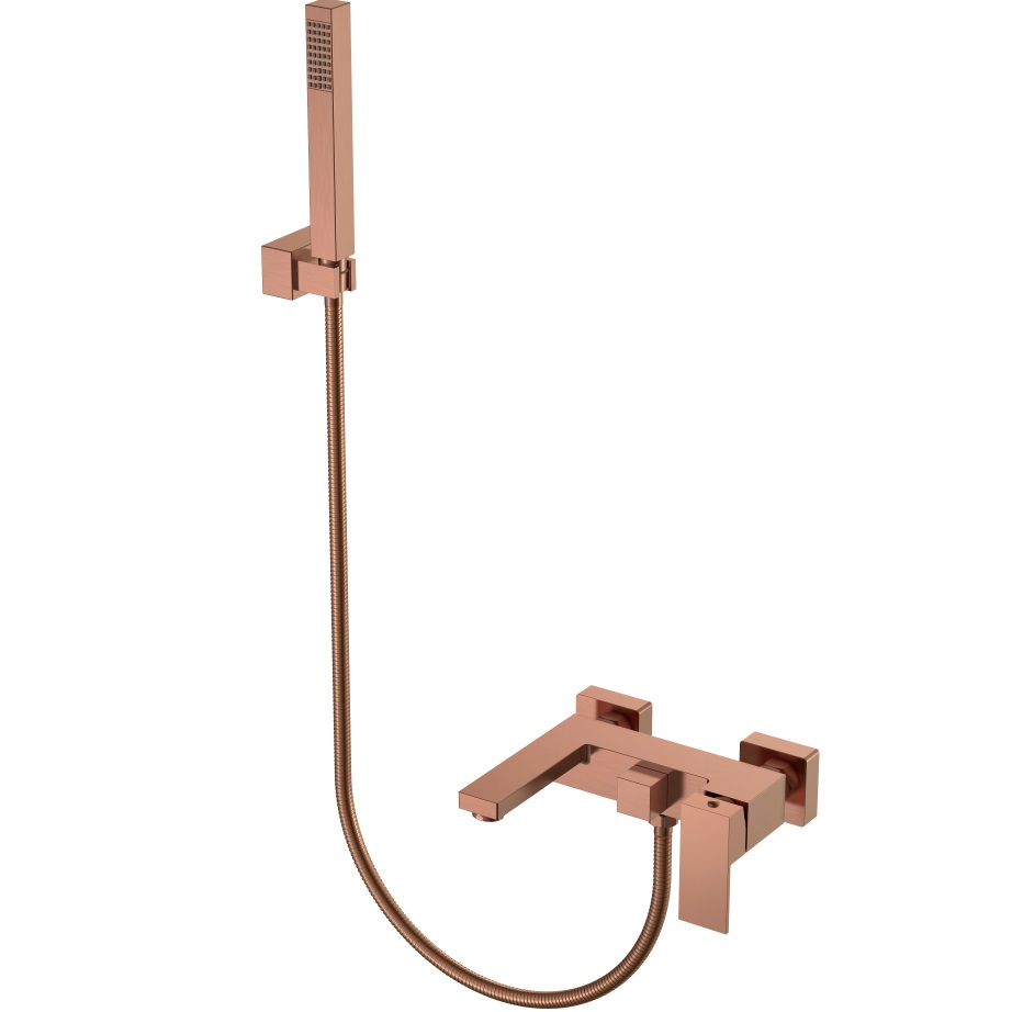 Смеситель для ванны с ручным душем Boheme Qubic 473-CB (медь брашированная), с изливом