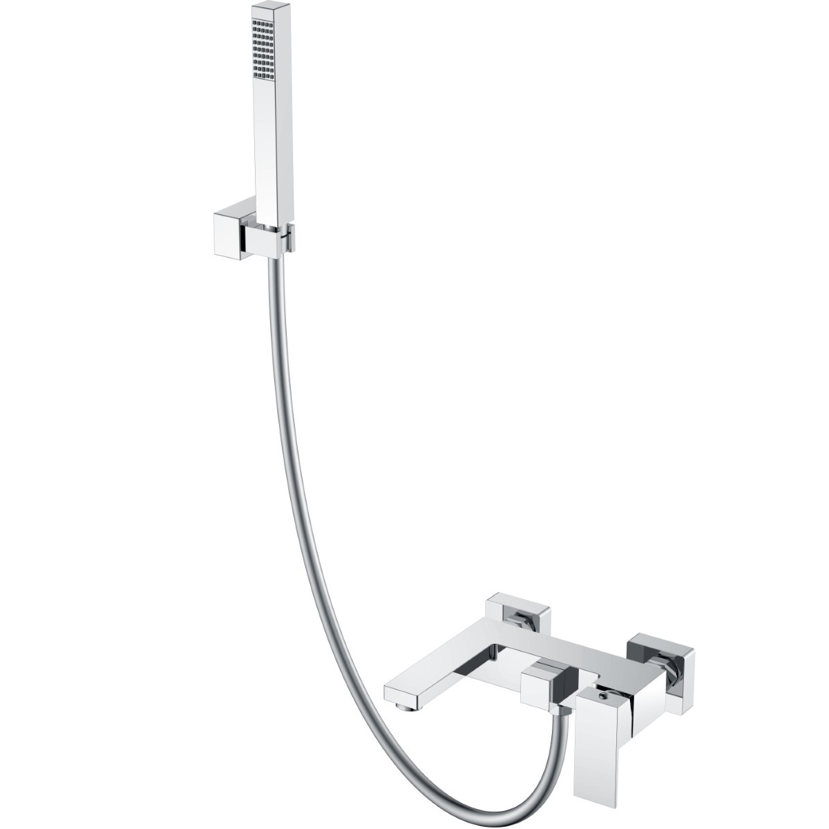 Смеситель для ванны с ручным душем Boheme Qubic 473-CR (хром), с изливом