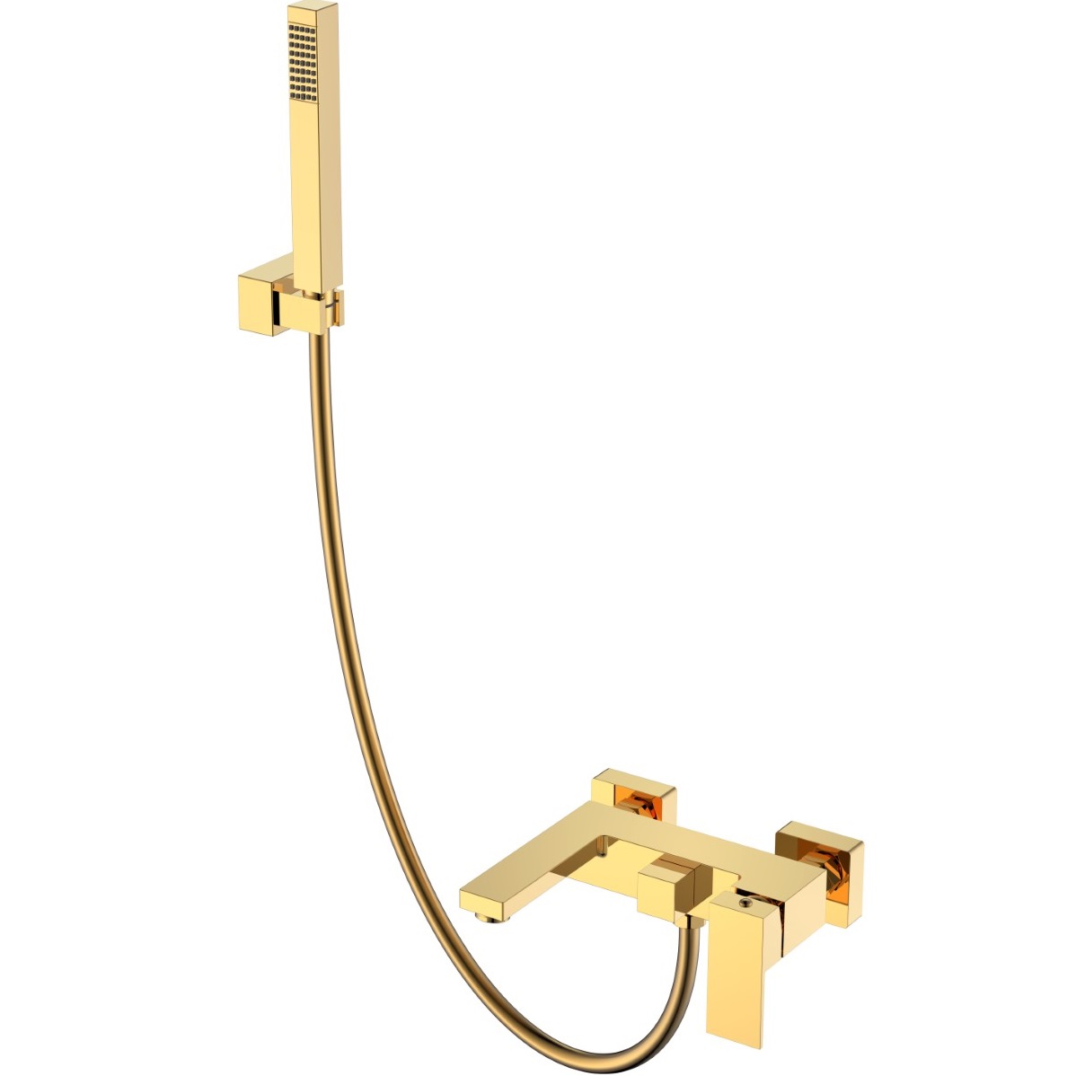 Смеситель для ванны с ручным душем Boheme Qubic 473-G (золотой), с изливом