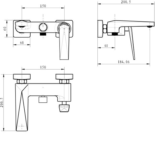 Смеситель для ванны с ручным душем Boheme Venturo 383 (золотой), с изливом