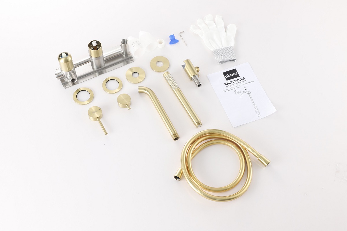 Смеситель для ванны скрытого монтажа Abber Wasser Kreis 316 AF8130BG (золото брашированное)