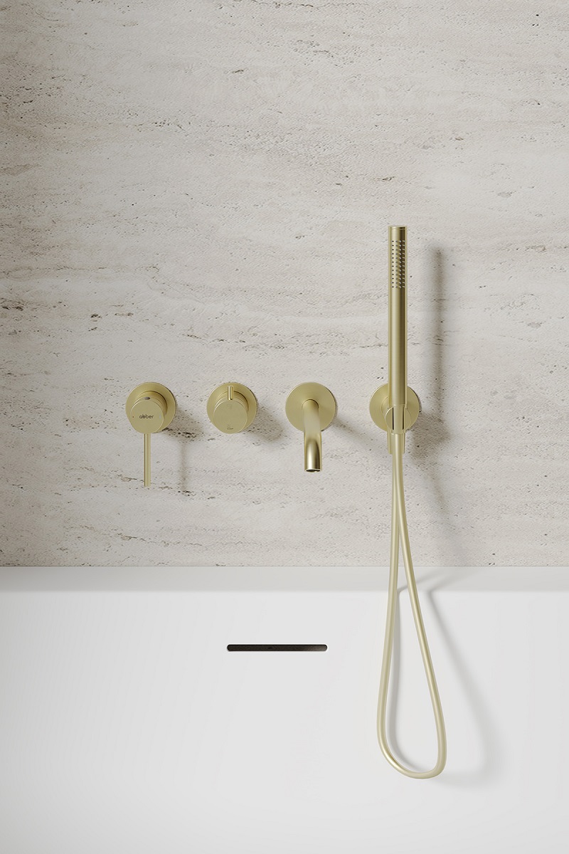 Смеситель для ванны скрытого монтажа Abber Wasser Kreis 316 AF8130BG (золото брашированное)