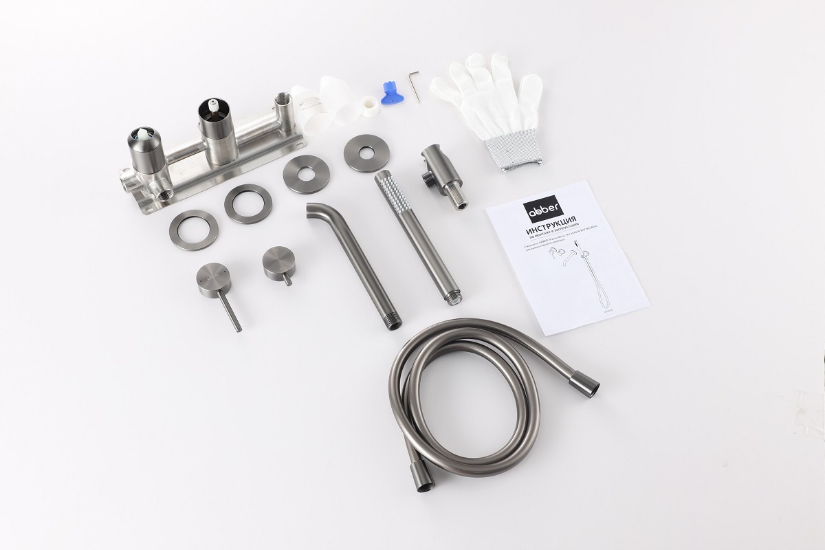 Смеситель для ванны скрытого монтажа Abber Wasser Kreis 316 AF8130BGG (оружейная сталь брашированная)