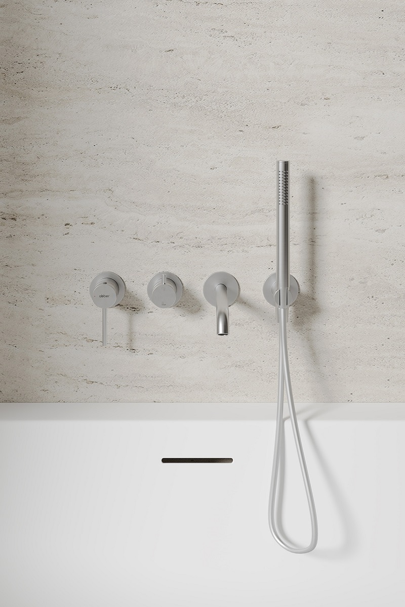 Смеситель для ванны скрытого монтажа Abber Wasser Kreis 316 AF8130BST (сталь брашированная)