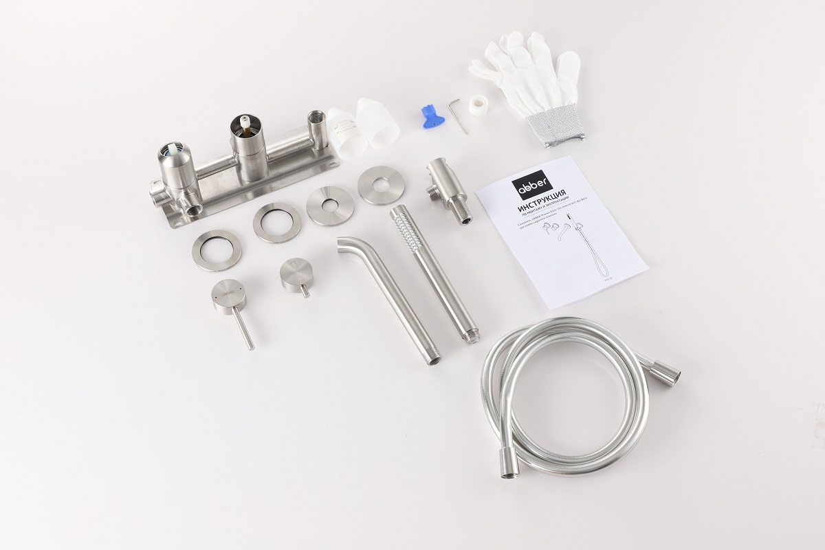 Смеситель для ванны скрытого монтажа Abber Wasser Kreis 316 AF8130BST (сталь брашированная)