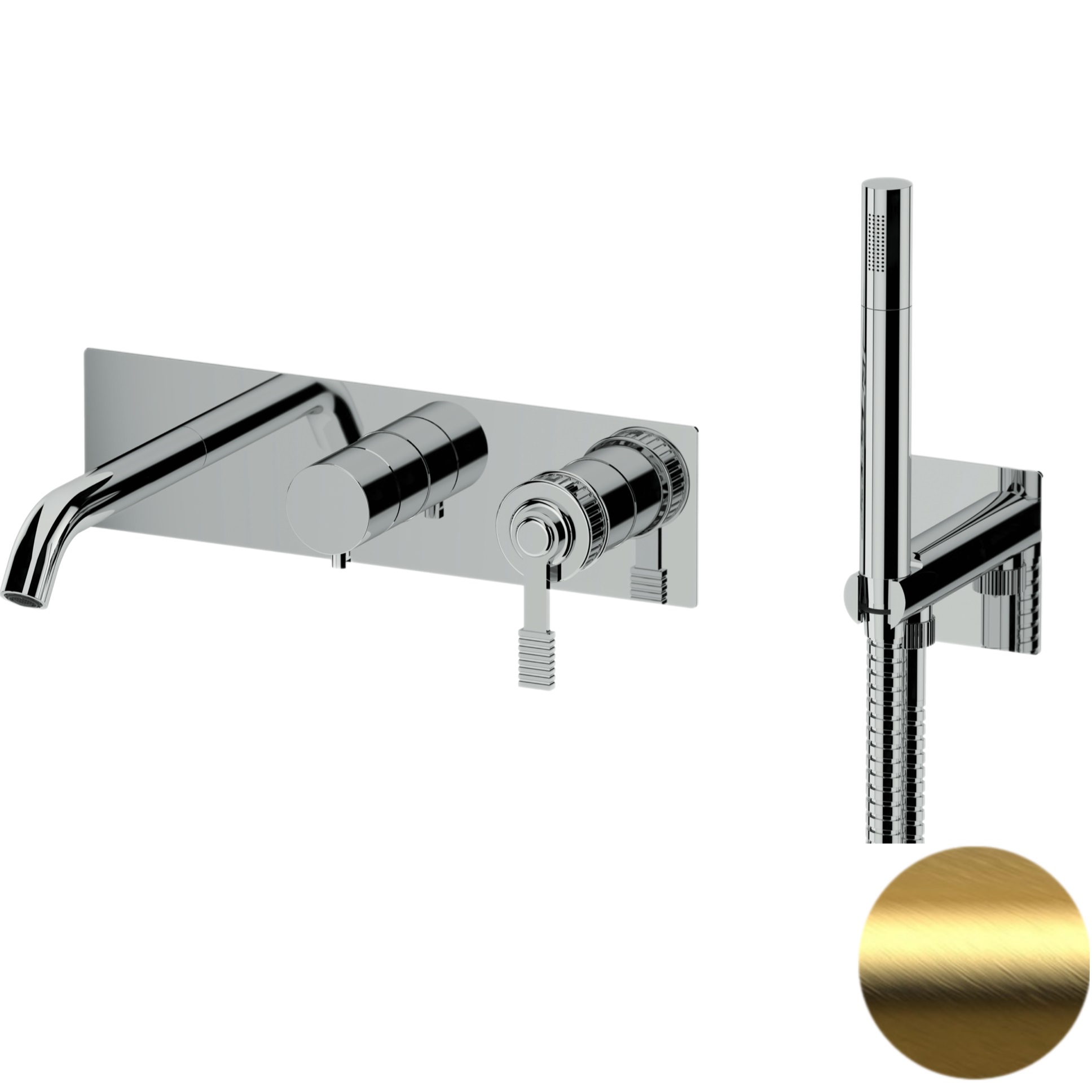 Смеситель для ванны скрытого монтажа Remer Atelier AL53D2BG (золото брашированное)